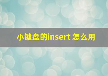 小键盘的insert 怎么用